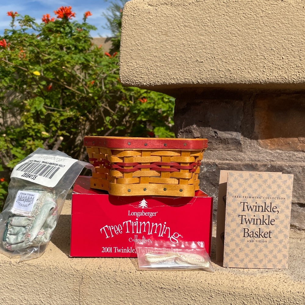 Longaberger Tree Trimming Collection 2001 Twinkle Twinkle Basket Red Trim